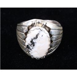 Navajo Alvery Smith White Buffalo & Sterling Ring