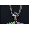 Image 3 : Zuni Mosaic Inlaid Silver Buffalo Pendant Necklace