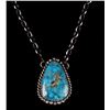 Image 3 : Navajo B Lee Sterling & Kingman Turquoise Necklace