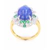 Image 2 : Tanzanite (7.28ct) Emerald & Diamond 18K Ring