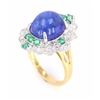 Image 3 : Tanzanite (7.28ct) Emerald & Diamond 18K Ring