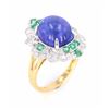 Image 5 : Tanzanite (7.28ct) Emerald & Diamond 18K Ring