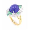 Image 7 : Tanzanite (7.28ct) Emerald & Diamond 18K Ring