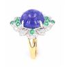 Image 8 : Tanzanite (7.28ct) Emerald & Diamond 18K Ring
