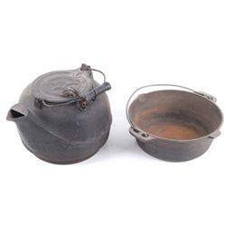 Large Cast Iron Water Kettle & Cast Iron Pot