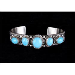 Signed Navajo Sterling & Kingman Turquoise Cuff