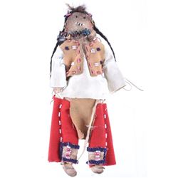 Crow Beaded Hide Doll w/ Claw Necklace 19th C.