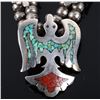 Image 2 : Navajo Chip Inlay Turquoise & Coral Necklace
