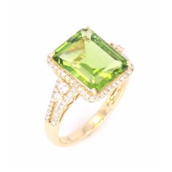 Green Tourmaline and Diamond 14K Ring