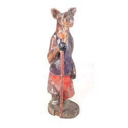 Folk Art Hiking Moose Carved Wooden Statue