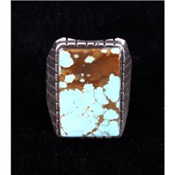 Navajo Ray Jack Kingman Turquoise & Silver Ring