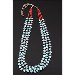Navajo Sleeping Beauty Turquoise & Coral Necklace