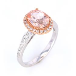 Morganite and Diamond 14K Rose and White Gold Ring
