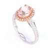 Image 3 : Morganite and Diamond 14K Rose and White Gold Ring