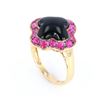 Image 3 : Antique Style Onyx & Ruby Signet Ring in 10K Gold