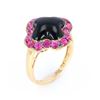 Image 9 : Antique Style Onyx & Ruby Signet Ring in 10K Gold