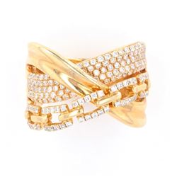 Modern Designer 14K Gold Ring set with Diamonds