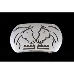 Navajo Sterling Silver Overlay Belt Buckle