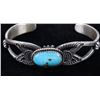 Image 10 : Navajo Eva Billah Sand Cast Kingman Turquoise Cuff