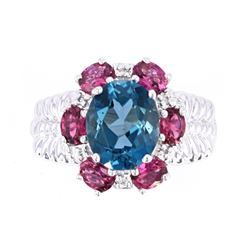 London Blue Topaz & Pink Topaz 14K Ring