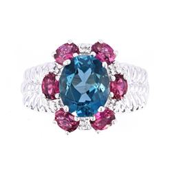 London Blue Topaz & Pink Topaz 14K Ring