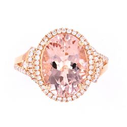 Morganite (5.30ct) & Diamond 14K Rose Gold Ring