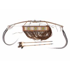 Northern Plains Beaded Quiver, Bow & Arrow Set