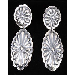 Navajo Yazzie Sterling Silver Repoussé Earrings