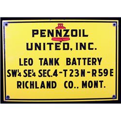 Pennzoil United Inc. Porcelain Enamel Sign