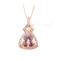 Morganite and Diamond 14K Rose Gold Necklace