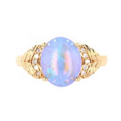 Australian Lightning Ridge Opal Diamond 14K Ring