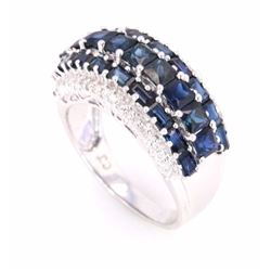 Blue Sapphire (4.21ct) and Diamond 10K Ring