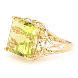 Lemon Quartz (12.14ct) 14K Gold Ring