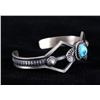 Image 2 : Navajo Silver Sand Cast Kingman Turquoise Bracelet