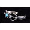 Image 3 : Navajo Silver Sand Cast Kingman Turquoise Bracelet