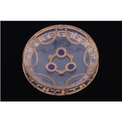 Peter Crisp 22K Lapis & Jade Glass Bowl & Charger