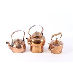 Collection of Dovetail Copper Kettles Circa 1900s