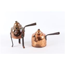 Pair of Dovetail Copper Kettles w/ Iron Handles