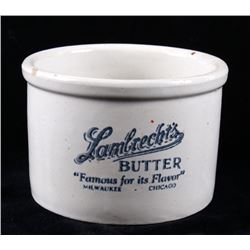 Early 1900 Lambrechts Stoneware Butter Pottery Jar