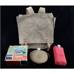 Canvas Outdoor Boy Scout Backpack & Canteens