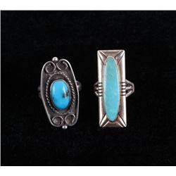 Navajo Morenci & Blue Gem Turquoise Sterling Rings