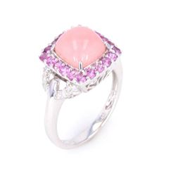 Pink Opal & Purple Sapphires set in 14K Gold
