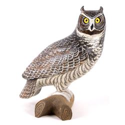 Hand Carved & Painted Great Horned Owl