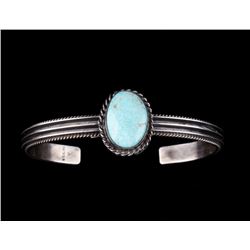 Navajo Sterling Silver & Royston Turquoise Cuff