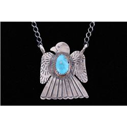 Navajo Tim Yazzie Sterling Thunderbird Necklace