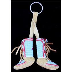 Montana Crow Beaded Miniature Moccasin Key Chain