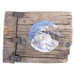 Driftwood Sketch Pad Cover with Tin Sea Painting