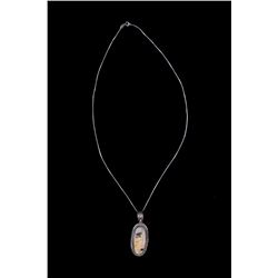 Navajo Sterling & Fossilized Agate Necklace