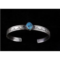 Navajo Sterling Silver & Kingman Turquoise Cuff