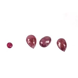 Loose & Faceted Briolette & Round Ruby Gemstones